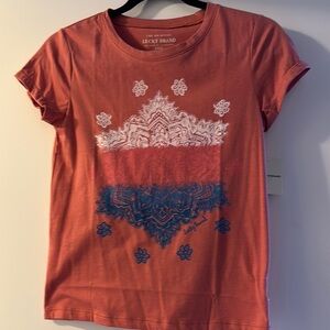 Lucky Brand Orange Graphic Tee with Short Sleeves